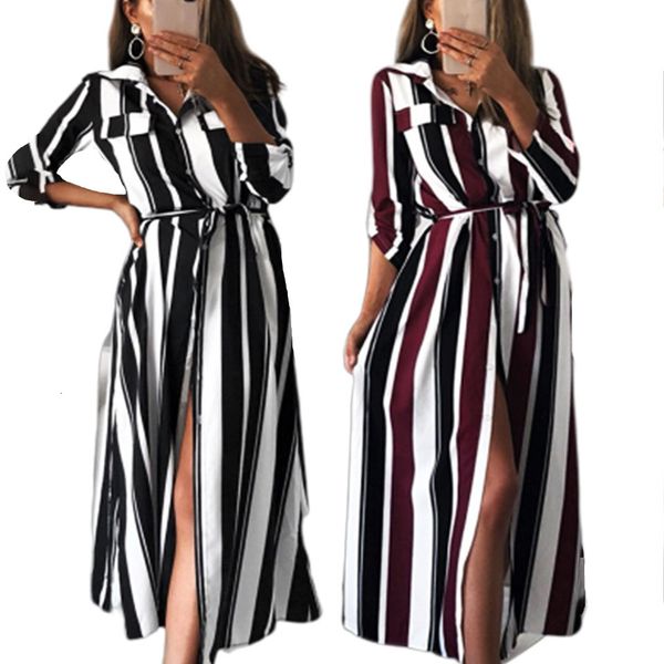 button up as cardigan lapel sukienka dressed vertical striped robe femme 2021 high thigh slit dress female shirt long sleeve, Black;gray
button up as cardigan lapel sukienka dressed vertical striped robe femme 2021 high thigh slit dress female shirt long sleeve, Black;gray