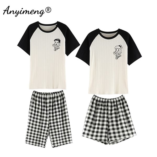 pajama set cotton man's and women's matching home clothing texture fabric summer shorts cotton sleepwear couple 210812, Black;brown
pajama set cotton man's and women's matching home clothing texture fabric summer shorts cotton sleepwear couple 210812, Black;brown