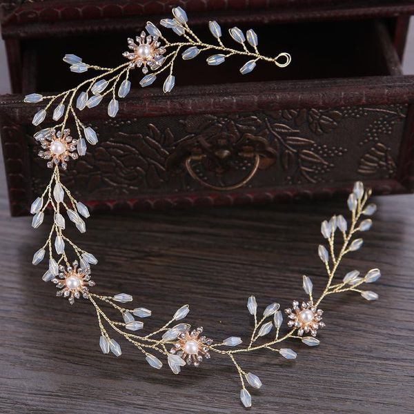hair clips & barrettes wedding headband for brides opal crystal headdress women flower accessories dress jewelry, Golden;silver