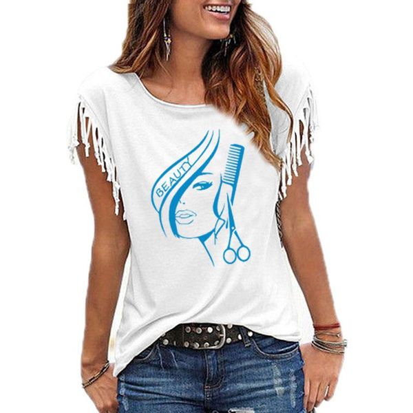 women's t-shirt hair beauty salon barbershop women short sleeve o-neck casual t-shirts cotton fashion print t shirt tassel, White
women's t-shirt hair beauty salon barbershop women short sleeve o-neck casual t-shirts cotton fashion print t shirt tassel, White