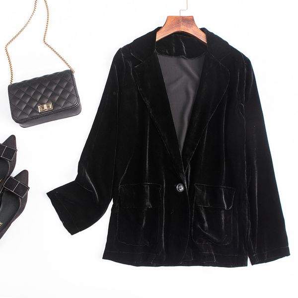 suits women's 100% silk velvet siik black one button blazer jacket with pockets office work l xl jn562, White;black
suits women's 100% silk velvet siik black one button blazer jacket with pockets office work l xl jn562, White;black