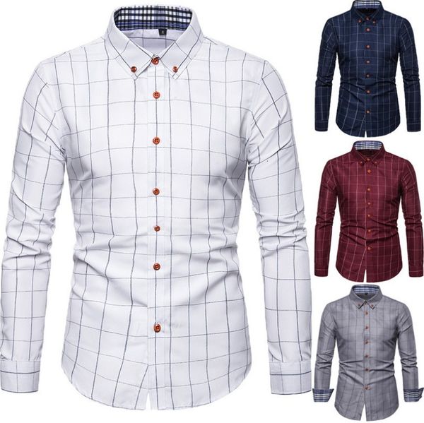 men's casual shirts mens designer slim fit dress turn-down collar long sleeved fashion plaid shirt men clothing checked print plus size, White;black
men's casual shirts mens designer slim fit dress turn-down collar long sleeved fashion plaid shirt men clothing checked print plus size, White;black