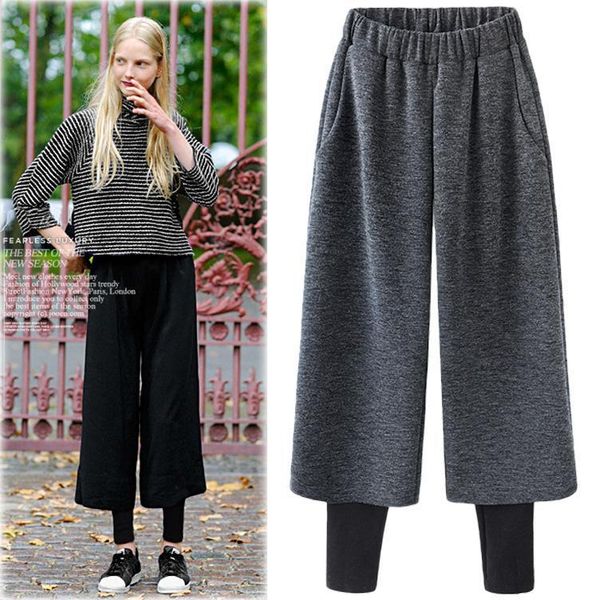 women's pants & capris mayata autumn winter and chic style woolen wide leg loose straight warm for 0xlv, Black;white
women's pants & capris mayata autumn winter and chic style woolen wide leg loose straight warm for 0xlv, Black;white
