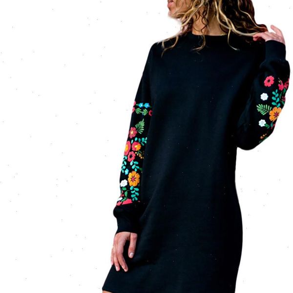 pullover autumn winter casual women sweatshirts long sleeve floral embroidery dress d300720, Black
pullover autumn winter casual women sweatshirts long sleeve floral embroidery dress d300720, Black