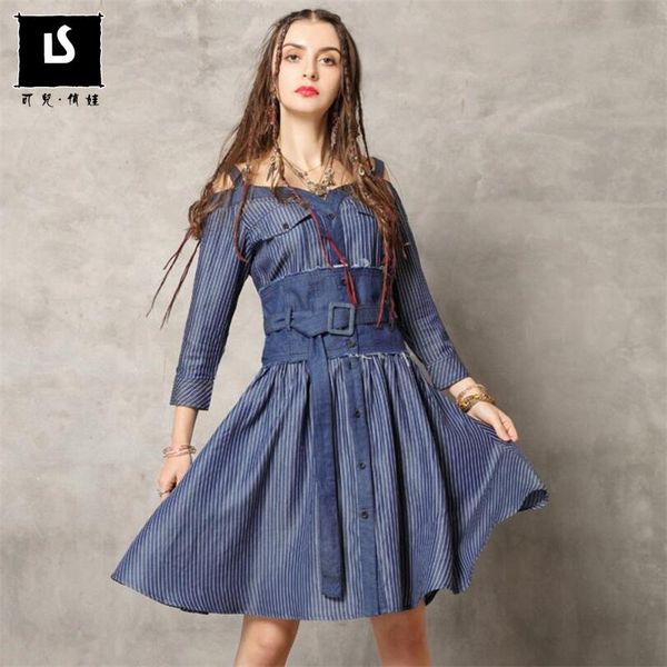casual dresses 2021 spring autumn striped denim girdle fake two-piece dress female slash neck elegant vintage for women, Black;gray
casual dresses 2021 spring autumn striped denim girdle fake two-piece dress female slash neck elegant vintage for women, Black;gray