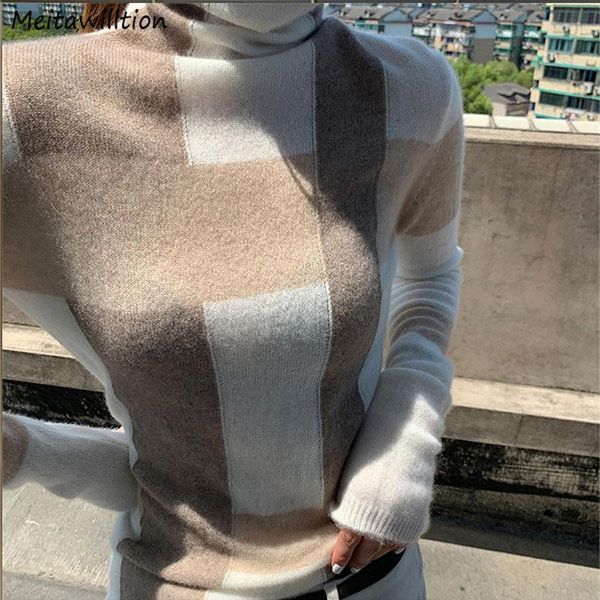 women's sweaters 2021 autumn winter women cashmere turtleneck sweater ladies patchwork plaid 100% pure wool pullover warm knitted jumpe, White;black
women's sweaters 2021 autumn winter women cashmere turtleneck sweater ladies patchwork plaid 100% pure wool pullover warm knitted jumpe, White;black