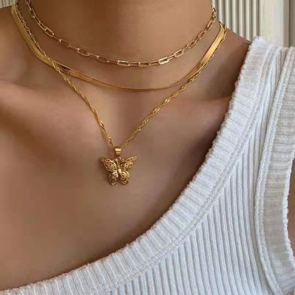 fashion jewelry necklace sets for women all-match personality temperament lady butterfly pendant multilayer necklaces a0681, Silver
fashion jewelry necklace sets for women all-match personality temperament lady butterfly pendant multilayer necklaces a0681, Silver