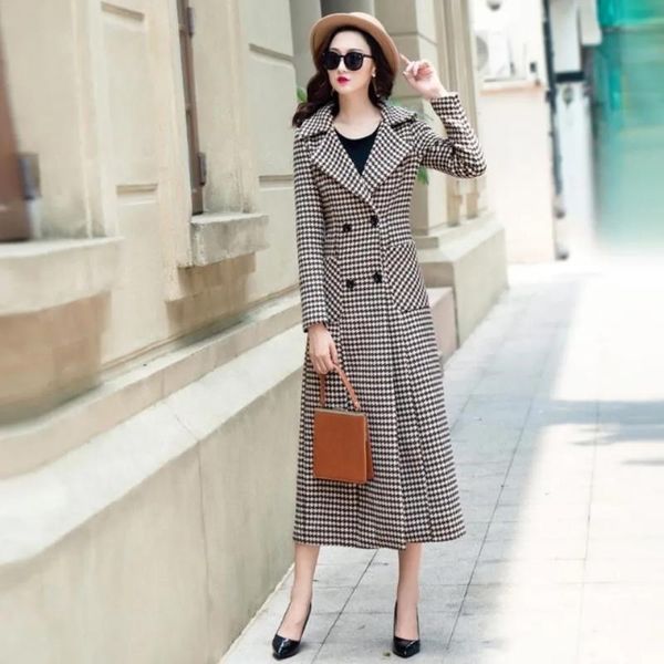 women's wool & blends hepburn style non-ball woolen coat for autumn and winter 2021 korean slim fashion houndstooth long, Black
women's wool & blends hepburn style non-ball woolen coat for autumn and winter 2021 korean slim fashion houndstooth long, Black