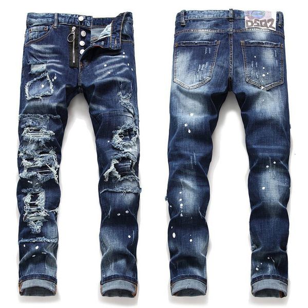 jeans spring and summer style spray paint wash middle waist small straight tube hole patch personalized fashion stitching brand, Blue
jeans spring and summer style spray paint wash middle waist small straight tube hole patch personalized fashion stitching brand, Blue