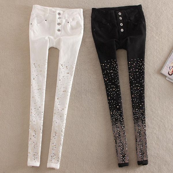 elastic drilling high waist four-row buckle denim women's thin pencil pants jeans woman streetwear womens clothing, Blue
elastic drilling high waist four-row buckle denim women's thin pencil pants jeans woman streetwear womens clothing, Blue