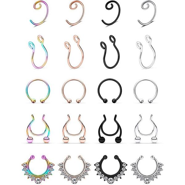 fake nose rings stainless steel faux hoop clip on setump cartilage tragus stud ring non piercing jewelry 20pcs, Silver
fake nose rings stainless steel faux hoop clip on setump cartilage tragus stud ring non piercing jewelry 20pcs, Silver