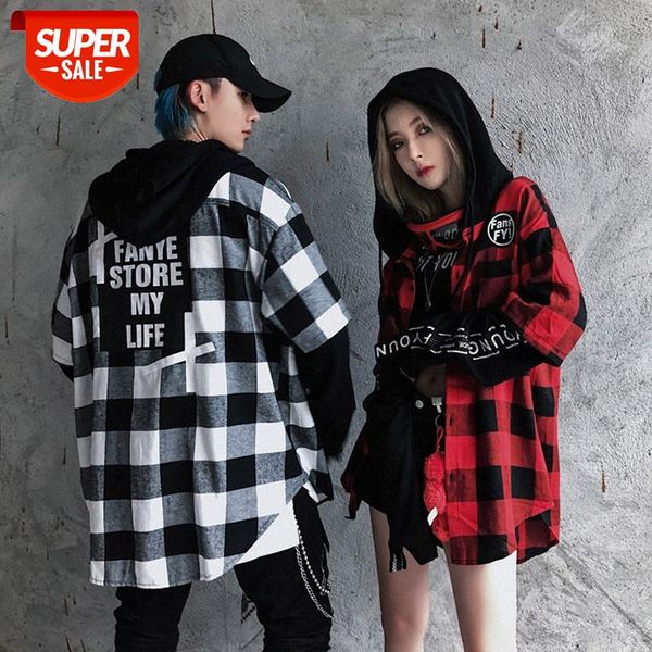 hip-hop fake two-piece long-sleeved plaid shirt men's hooded loose jacket #o20x, White;black
hip-hop fake two-piece long-sleeved plaid shirt men's hooded loose jacket #o20x, White;black