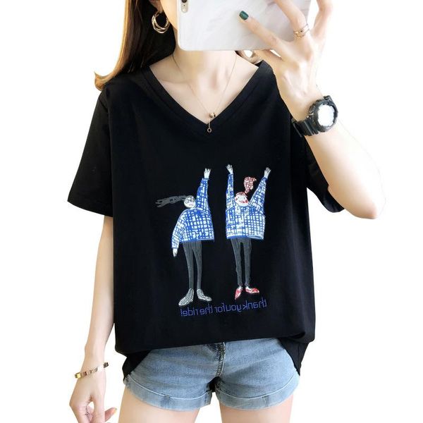 women's t-shirt cotton 2021 summer style printed color matching short-sleeved girlfriend cute mid-length wn*, White
women's t-shirt cotton 2021 summer style printed color matching short-sleeved girlfriend cute mid-length wn*, White