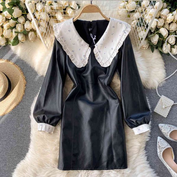 casual dresses milk fierce dress french doll collar, sweet contrast stitching, slim short leather skirt, fashionable ladies' small, Black;gray
casual dresses milk fierce dress french doll collar, sweet contrast stitching, slim short leather skirt, fashionable ladies' small, Black;gray