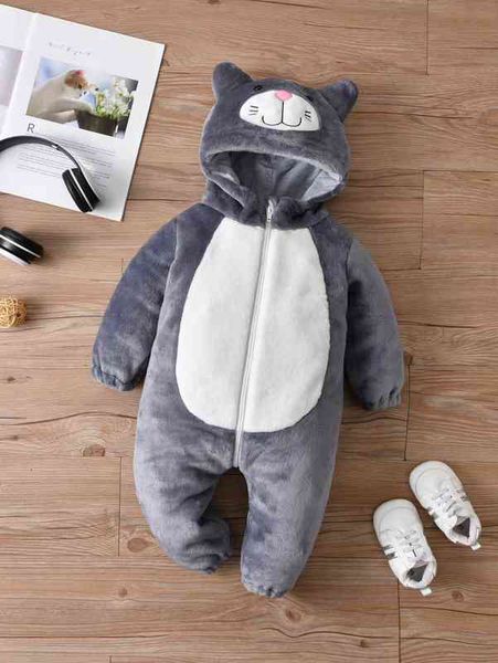 baby 3d ear design hooded plush onesie she, Blue 
baby 3d ear design hooded plush onesie she, Blue