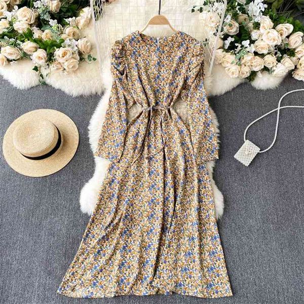 spring french vestidos female pleated puff sleeve temperament round neck slim retro floral midi dress gk337 210507, Black;gray
spring french vestidos female pleated puff sleeve temperament round neck slim retro floral midi dress gk337 210507, Black;gray