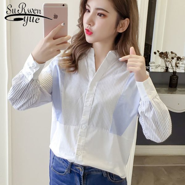 fashion cotton women shirts office lady long sleeve female loose womens and blouses ol striped blusa feminine 1491 45 210521, White
fashion cotton women shirts office lady long sleeve female loose womens and blouses ol striped blusa feminine 1491 45 210521, White
