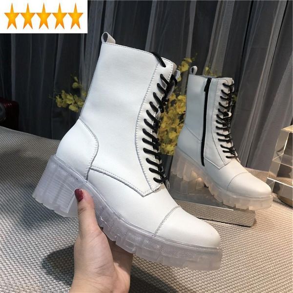 boots transparent women autumn heels white ankle leisure lace up 100% genuine leather platform street biker high-shoes, Black
boots transparent women autumn heels white ankle leisure lace up 100% genuine leather platform street biker high-shoes, Black