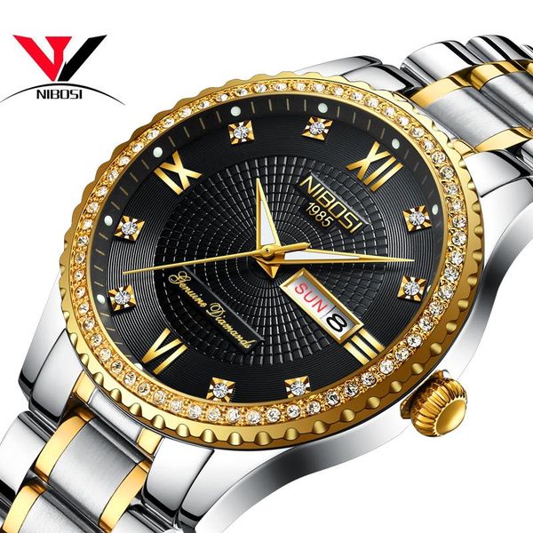 wristwatches uhren gold and crystal watches nibosi quartz male watch date week analog waterproof wrist men relogio masculino de luxo, Slivery;brown
wristwatches uhren gold and crystal watches nibosi quartz male watch date week analog waterproof wrist men relogio masculino de luxo, Slivery;brown
