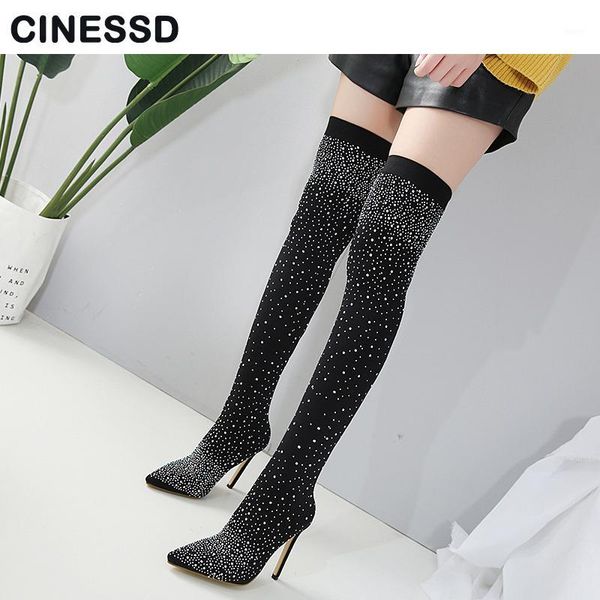 boots women over the knee high-heeled luxury rhinestone elastic 12cm black thigh-high booties size 35-431
boots women over the knee high-heeled luxury rhinestone elastic 12cm black thigh-high booties size 35-431