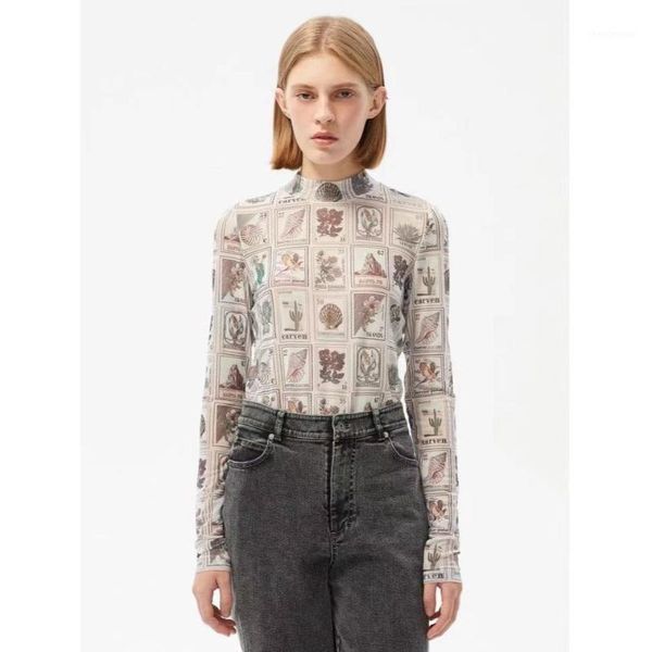women's blouses & shirts women 2021 autumn half high collar stamp printing bottoming shirt thin section all-match female, White
women's blouses & shirts women 2021 autumn half high collar stamp printing bottoming shirt thin section all-match female, White