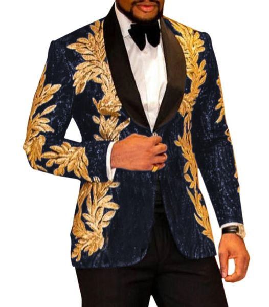 men's suits & blazers suit 2 pieces navy slim shiny glitter gold applique prom dress jacket party set (blazer + pants), White;black
men's suits & blazers suit 2 pieces navy slim shiny glitter gold applique prom dress jacket party set (blazer + pants), White;black