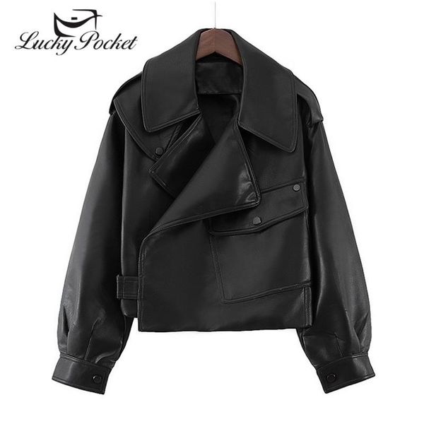 women's jackets women spring autumn black lapel pu leather coat ladies solid color big pocket epaulet short jacket loose outerwear zy41, Black;brown
women's jackets women spring autumn black lapel pu leather coat ladies solid color big pocket epaulet short jacket loose outerwear zy41, Black;brown