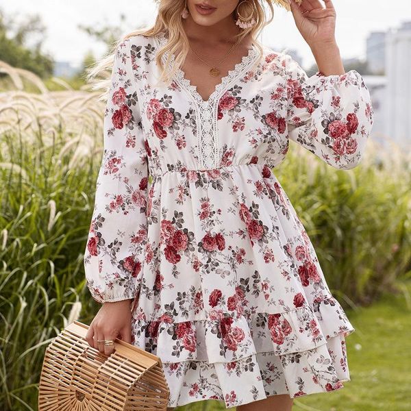 casual dresses uclio lace v-neck floral print women dress long sleeve elastic waist female a-line sweet ruffled, Black;gray
casual dresses uclio lace v-neck floral print women dress long sleeve elastic waist female a-line sweet ruffled, Black;gray