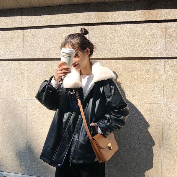 women's leather & faux 2021 spring autumn woman loose pu jacket female moto biker jackets ladies basic coat plus size outerwear q37, Black
women's leather & faux 2021 spring autumn woman loose pu jacket female moto biker jackets ladies basic coat plus size outerwear q37, Black