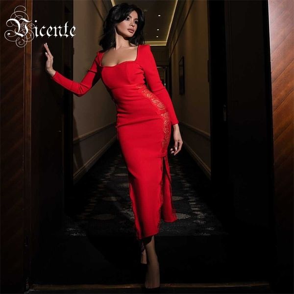 trendy red lace splicing design square collar long sleeves celebrity party bandage midi dress 210520, Black;gray
trendy red lace splicing design square collar long sleeves celebrity party bandage midi dress 210520, Black;gray