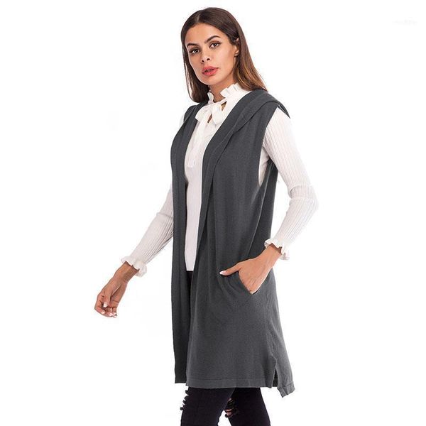 women vest long style winter europe solid color sleeveless cardigan knitted hooded elegant waistcoat chalecos para mujer1, Black;white
women vest long style winter europe solid color sleeveless cardigan knitted hooded elegant waistcoat chalecos para mujer1, Black;white