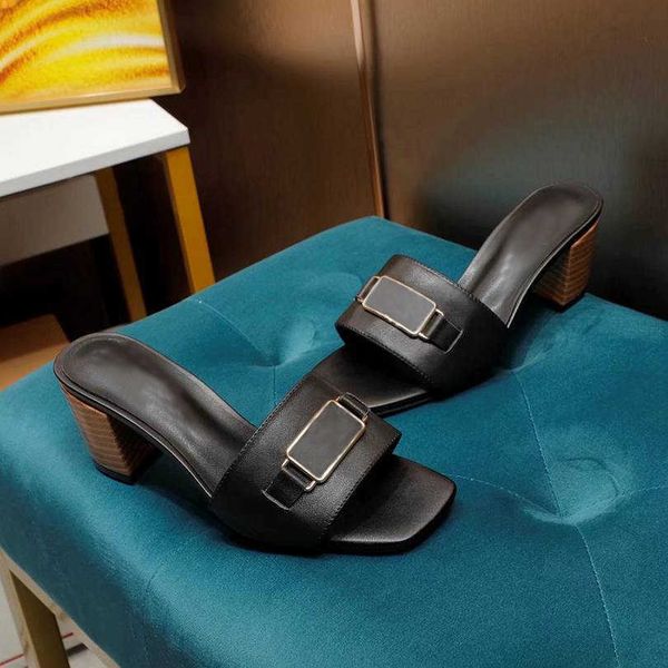brand women slippers sandals slides metal button ladies high heel slipper summer party beach slide flat designer shoes with box, Black
brand women slippers sandals slides metal button ladies high heel slipper summer party beach slide flat designer shoes with box, Black
