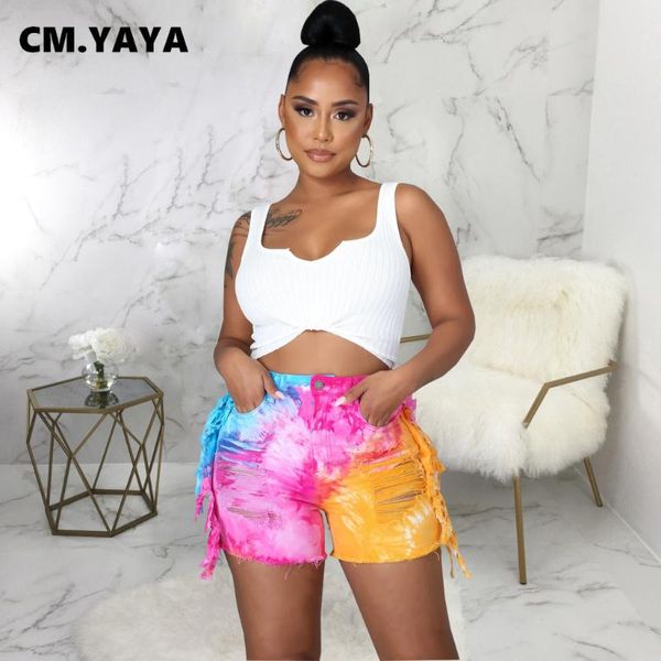 women's jeans cm.yaya women tie dye ripped hole tassel mid waist pockets stretchy skinny mini denim shorts casual trousers summer 2021, Blue
women's jeans cm.yaya women tie dye ripped hole tassel mid waist pockets stretchy skinny mini denim shorts casual trousers summer 2021, Blue