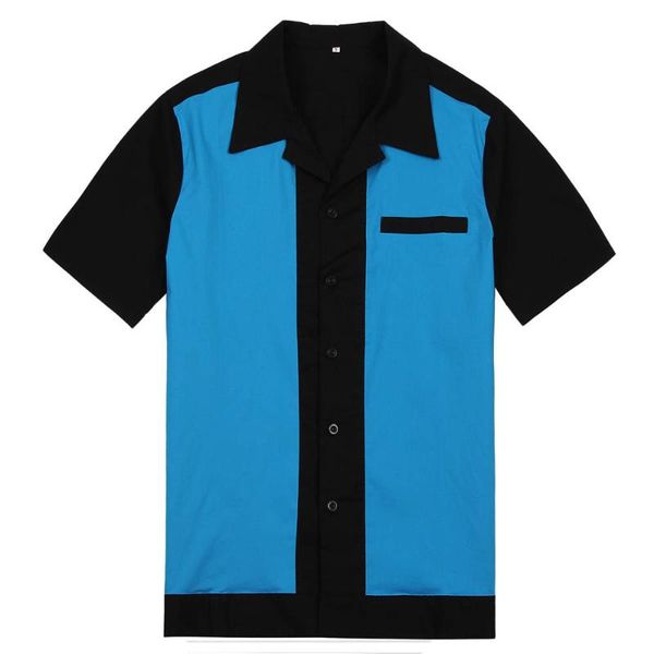 men bowling shirt dress rockabilly short sleeve white red blue mid-century inspired vintage men's camisa masculina casual shirts, White;black
men bowling shirt dress rockabilly short sleeve white red blue mid-century inspired vintage men's camisa masculina casual shirts, White;black