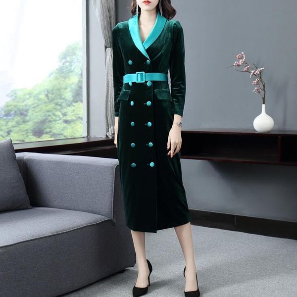 casual dresses vintage velvet dress women elegant bodycon double breasted luxury designer long sleeve ladies autumn winter plus size, Black;gray
casual dresses vintage velvet dress women elegant bodycon double breasted luxury designer long sleeve ladies autumn winter plus size, Black;gray