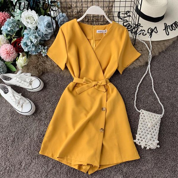 women's jumpsuits & rompers ayunsue 2021 summer playsuit women korean yellow short jumpsuit casual v neck playsuits and for kj4243, Black;white
women's jumpsuits & rompers ayunsue 2021 summer playsuit women korean yellow short jumpsuit casual v neck playsuits and for kj4243, Black;white