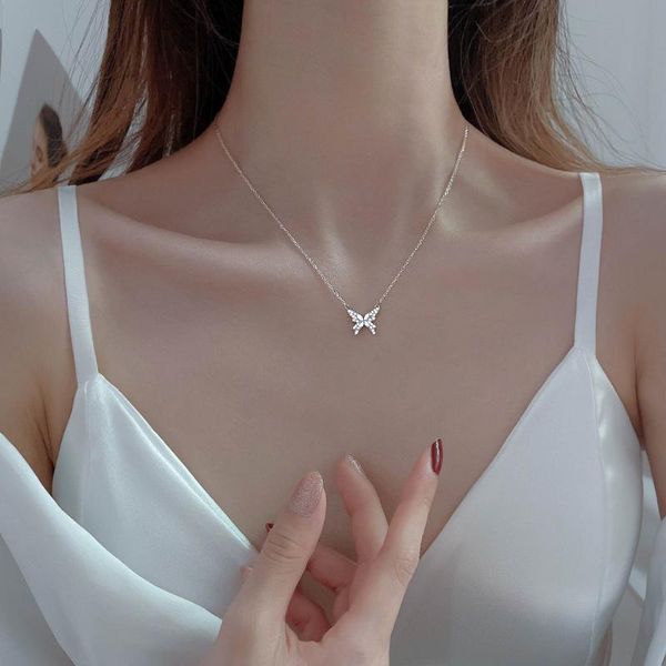 pendant necklaces flash butterfly necklace women's 2021 trend gold zirconia korean elegant design femininity simple chain, Silver
pendant necklaces flash butterfly necklace women's 2021 trend gold zirconia korean elegant design femininity simple chain, Silver
