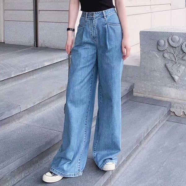 women's brand 2021 spring and autumn loose high waist straight tube wide leg mopping daddy cow, Blue
women's brand 2021 spring and autumn loose high waist straight tube wide leg mopping daddy cow, Blue