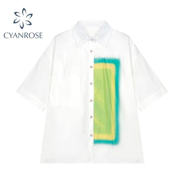 women's blouses & shirts women summer short sleeve shirt 2021 style french vintage design printing lapel button loose casual female blo, White
women's blouses & shirts women summer short sleeve shirt 2021 style french vintage design printing lapel button loose casual female blo, White