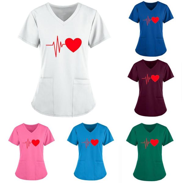 women short sleeve v-neck working uniform solid color pocket funny harajuku t-shirt fashion tshirt female women's, White
women short sleeve v-neck working uniform solid color pocket funny harajuku t-shirt fashion tshirt female women's, White
