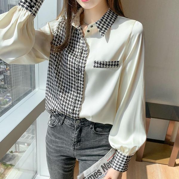 women's blouses & shirts 2021korean fashion satin blouse women office lady spliced patchwork clothing shirt long sleeve beige plus siz, White
women's blouses & shirts 2021korean fashion satin blouse women office lady spliced patchwork clothing shirt long sleeve beige plus siz, White
