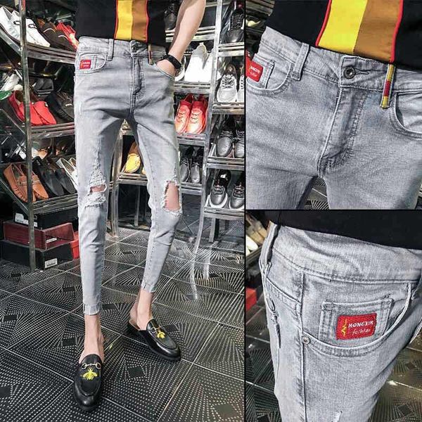 men's jeans trendy male summer teenagers trousers small feet pants hole jeans student korean society guys tight beggar gw9s, Blue
men's jeans trendy male summer teenagers trousers small feet pants hole jeans student korean society guys tight beggar gw9s, Blue