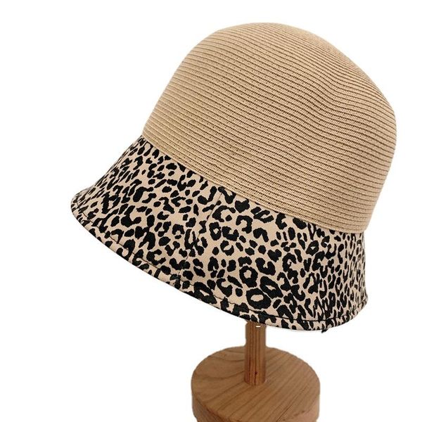 wide brim hats fashion leopard print womens casual straw bucket hat in summer, Blue;gray
wide brim hats fashion leopard print womens casual straw bucket hat in summer, Blue;gray