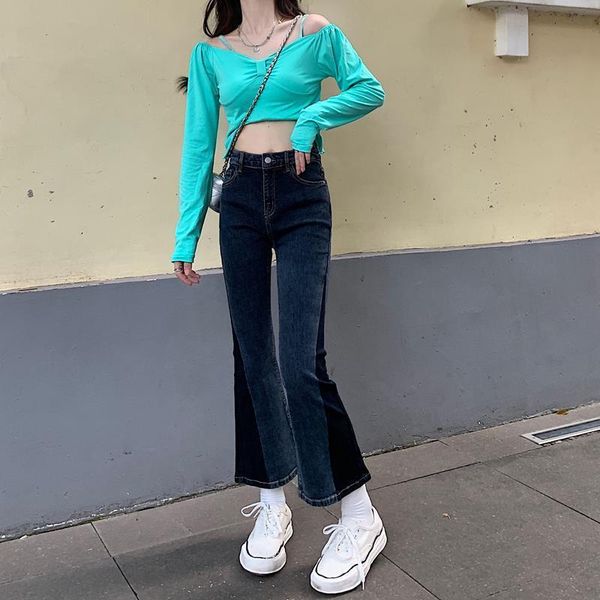 women's jeans contrasting flared pants female 2021 autumn net red high street style design sense fried was thin and all-match, Blue
women's jeans contrasting flared pants female 2021 autumn net red high street style design sense fried was thin and all-match, Blue