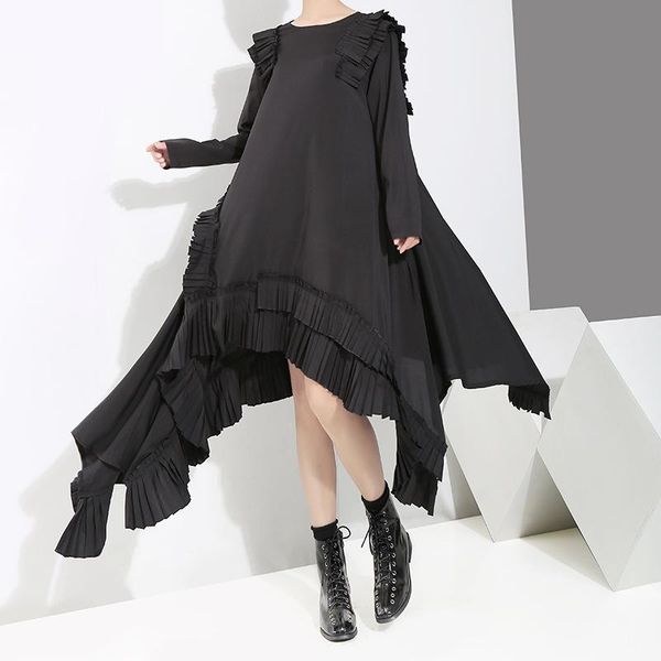 casual dresses johnature women irregular dress solid color long sleeve robes 2021 spring cloths fashion, Black;gray
casual dresses johnature women irregular dress solid color long sleeve robes 2021 spring cloths fashion, Black;gray
