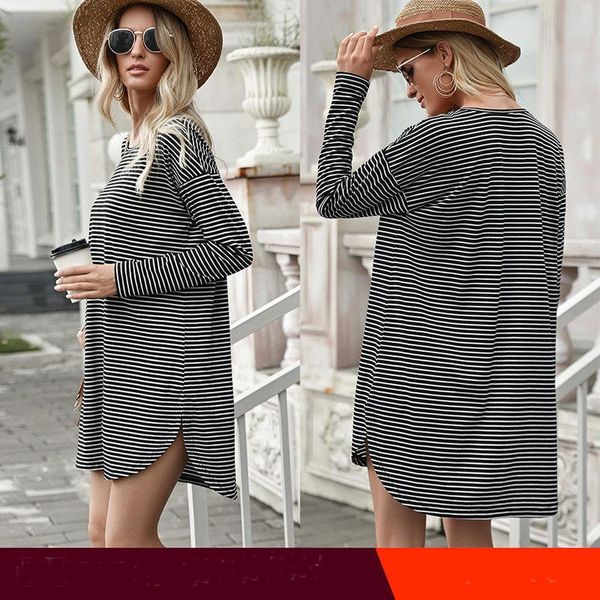casual dresses spring autumn fashion black white stripe print o neck women's mini irregular dress 2021 loose long sleeve lady, Black;gray
casual dresses spring autumn fashion black white stripe print o neck women's mini irregular dress 2021 loose long sleeve lady, Black;gray