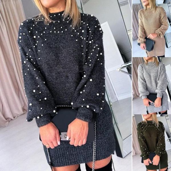 women's sweaters 2021 autumn winter pearl sweater knitted half-high collar dresses slim elastic long sleeve lady bodycon robe, White;black
women's sweaters 2021 autumn winter pearl sweater knitted half-high collar dresses slim elastic long sleeve lady bodycon robe, White;black