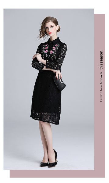 casual dresses spring fashion vintage lace dress floral embroidery hollow out elegant slim women evening party jm5b, Black;gray
casual dresses spring fashion vintage lace dress floral embroidery hollow out elegant slim women evening party jm5b, Black;gray