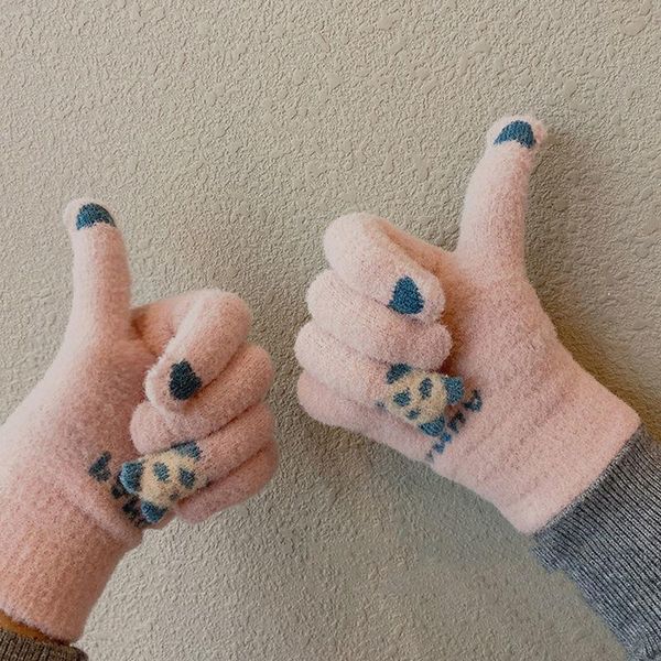 five fingers gloves female winter warm knitted full finger solid touch screen cute bear mittens women thick cycling driving h46, Blue;gray
five fingers gloves female winter warm knitted full finger solid touch screen cute bear mittens women thick cycling driving h46, Blue;gray
