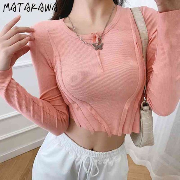 matakawa vintage round neck knitted tshirts women short irregular patchwork t-shirt long sleeve summer for women 210513, Blue
matakawa vintage round neck knitted tshirts women short irregular patchwork t-shirt long sleeve summer for women 210513, Blue
